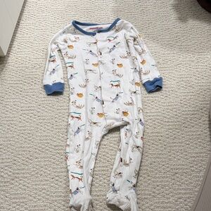 Magnetic Me White and Blue Animal Print Footie